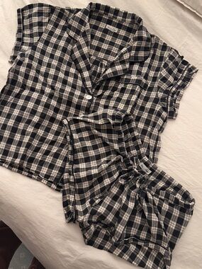 Steven Alan Black and White Plaid Pajama Set